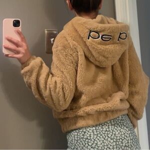 bebe light brown faux fur jacket
